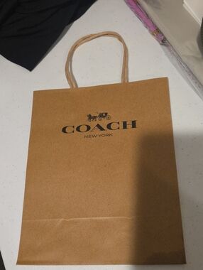 Coach Brown Kraft Paper Shopping Bag with Black Logo